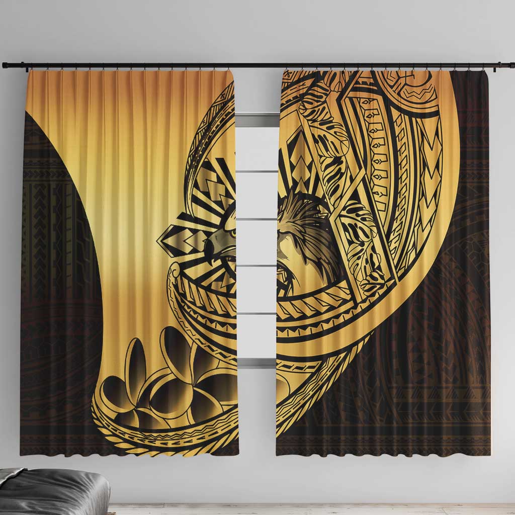 Philippines Eagle Sun Window Curtain Filipino Agila Polynesian Tattoo Gold Color LT14 With Hooks Gold - Polynesian Pride