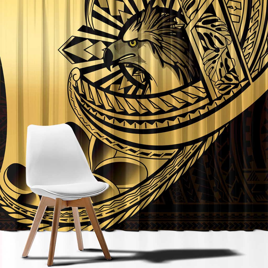 Philippines Eagle Sun Window Curtain Filipino Agila Polynesian Tattoo Gold Color LT14 - Polynesian Pride