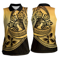 Philippines Eagle Sun Women Sleeveless Polo Shirt Filipino Agila Polynesian Tattoo Gold Color LT14 - Polynesian Pride