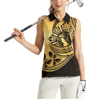 Philippines Eagle Sun Women Sleeveless Polo Shirt Filipino Agila Polynesian Tattoo Gold Color LT14 - Polynesian Pride