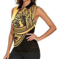 Philippines Eagle Sun Women Sleeveless Polo Shirt Filipino Agila Polynesian Tattoo Gold Color LT14 - Polynesian Pride