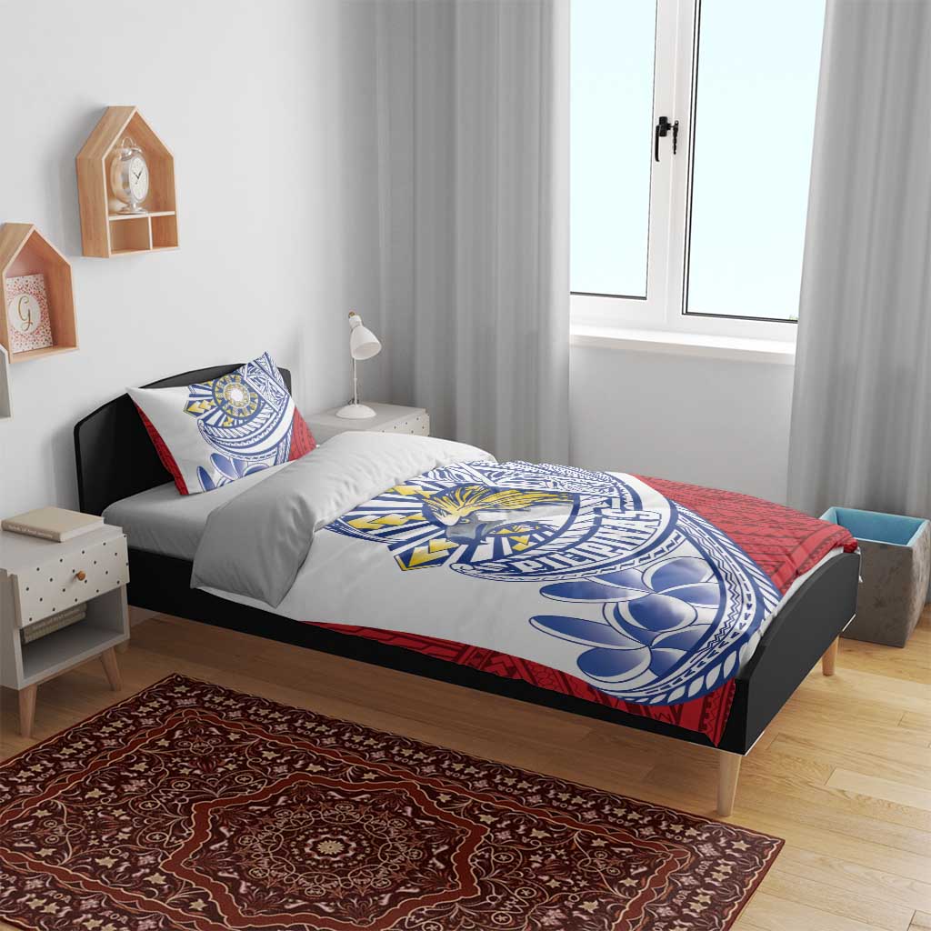 Philippines Eagle Sun Bedding Set Filipino Agila Polynesian Tattoo Flag Color