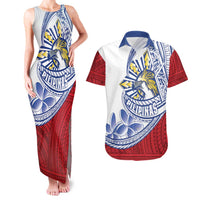 Philippines Eagle Sun Couples Matching Tank Maxi Dress and Hawaiian Shirt Filipino Agila Polynesian Tattoo Flag Color LT14 Red - Polynesian Pride