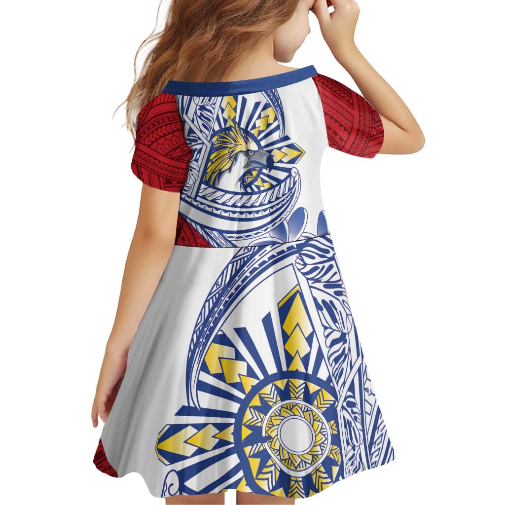 Philippines Eagle Sun Family Matching Long Sleeve Bodycon Dress and Hawaiian Shirt Filipino Agila Polynesian Tattoo Flag Color LT14 - Polynesian Pride