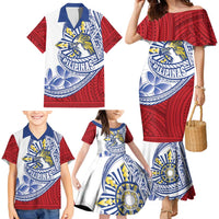Philippines Eagle Sun Family Matching Mermaid Dress and Hawaiian Shirt Filipino Agila Polynesian Tattoo Flag Color LT14 - Polynesian Pride