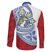 Philippines Eagle Sun Family Matching Off Shoulder Short Dress and Hawaiian Shirt Filipino Agila Polynesian Tattoo Flag Color LT14 - Polynesian Pride