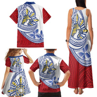Philippines Eagle Sun Family Matching Tank Maxi Dress and Hawaiian Shirt Filipino Agila Polynesian Tattoo Flag Color LT14 - Polynesian Pride