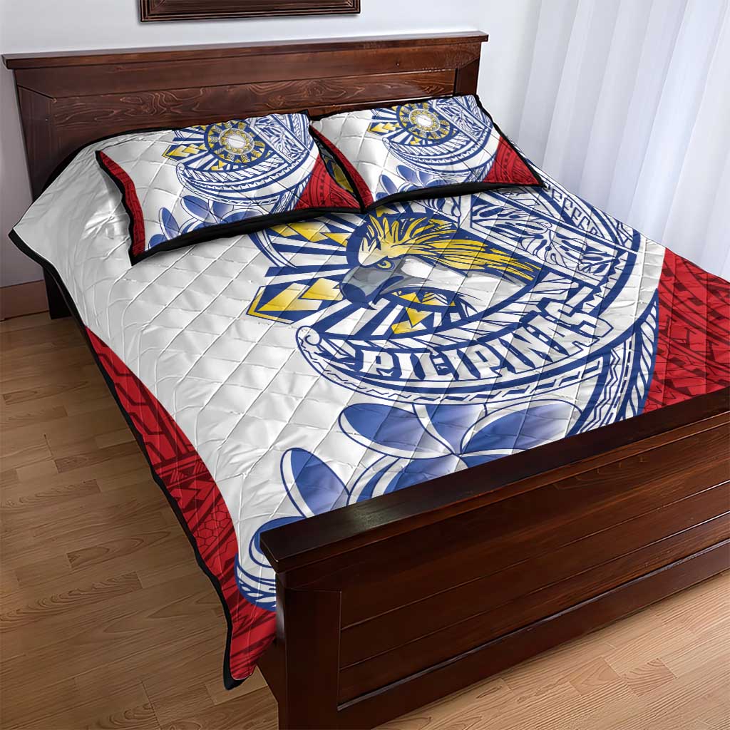 Philippines Eagle Sun Quilt Bed Set Filipino Agila Polynesian Tattoo Flag Color