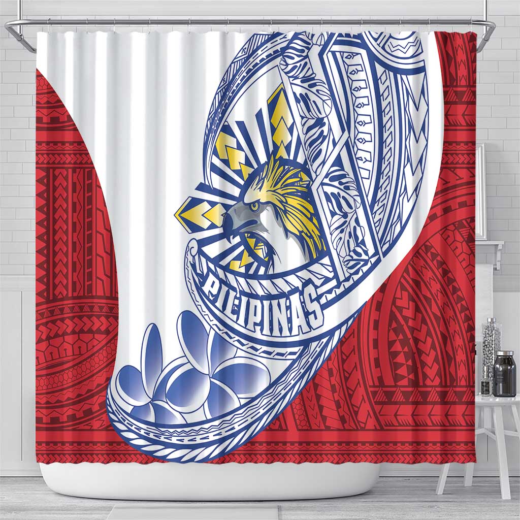 Philippines Eagle Sun Shower Curtain Filipino Agila Polynesian Tattoo Flag Color