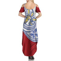 Philippines Eagle Sun Summer Maxi Dress Filipino Agila Polynesian Tattoo Flag Color