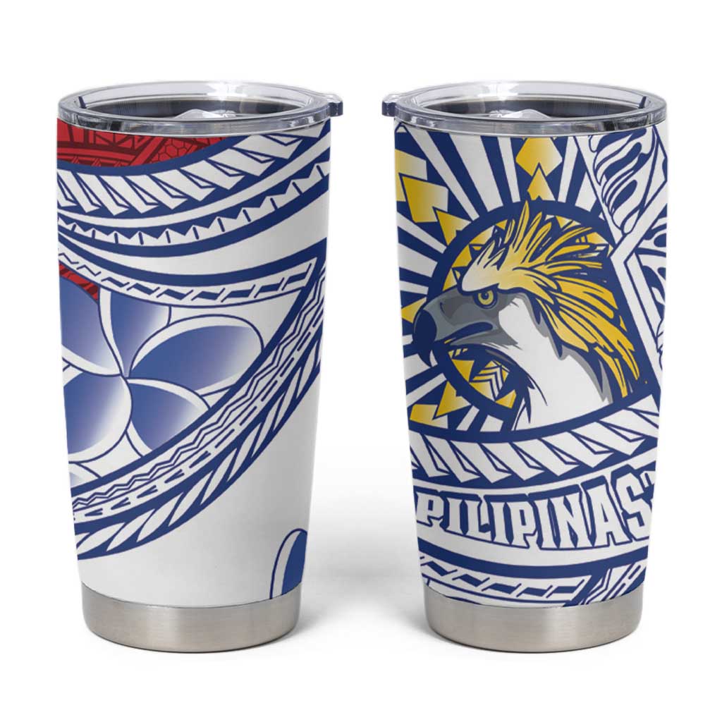 Philippines Eagle Sun Tumbler Cup Filipino Agila Polynesian Tattoo Flag Color