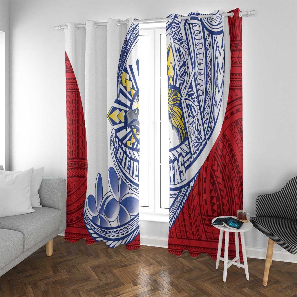 Philippines Eagle Sun Window Curtain Filipino Agila Polynesian Tattoo Flag Color
