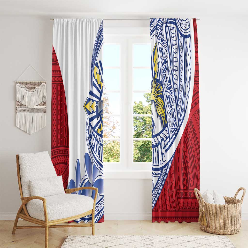 Philippines Eagle Sun Window Curtain Filipino Agila Polynesian Tattoo Flag Color