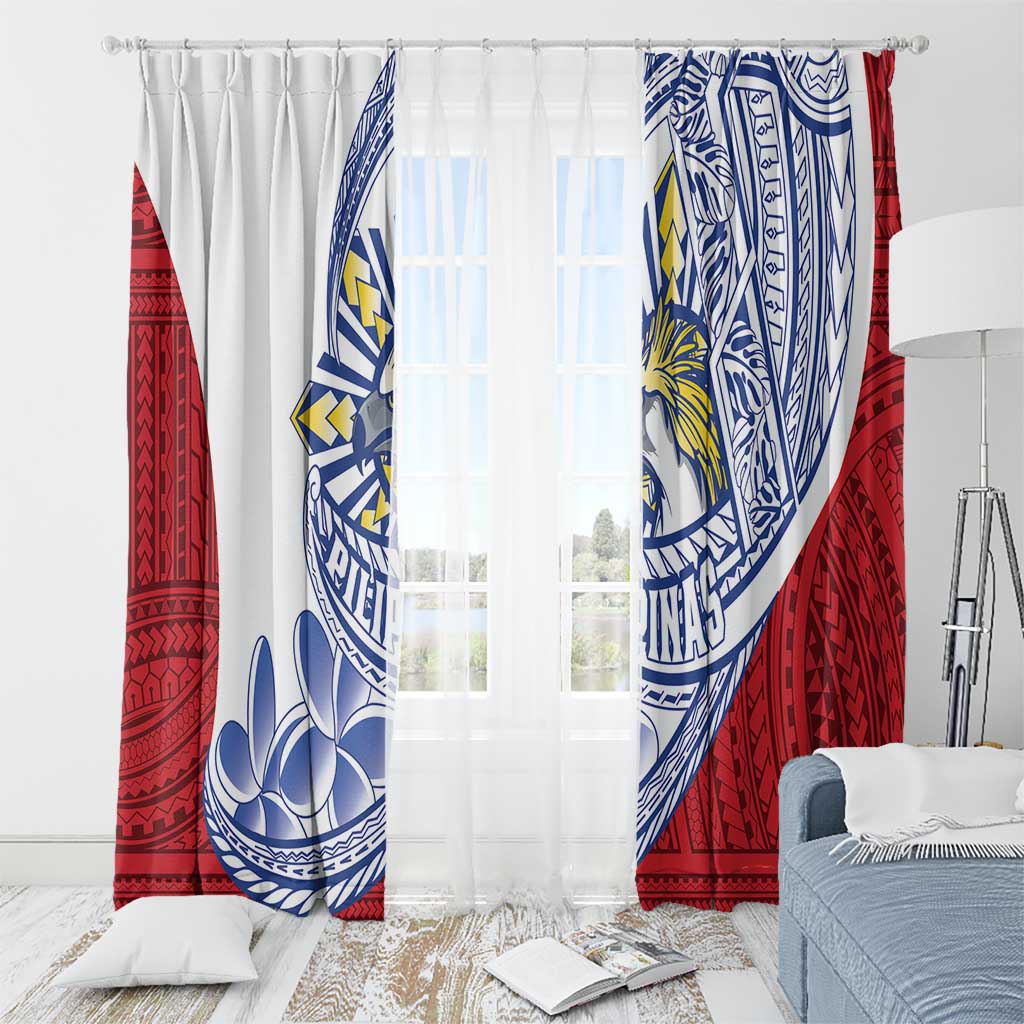 Philippines Eagle Sun Window Curtain Filipino Agila Polynesian Tattoo Flag Color