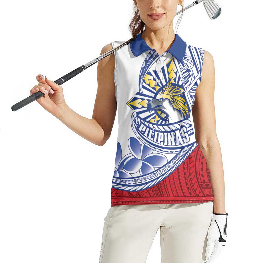 Philippines Eagle Sun Women Sleeveless Polo Shirt Filipino Agila Polynesian Tattoo Flag Color LT14 - Polynesian Pride