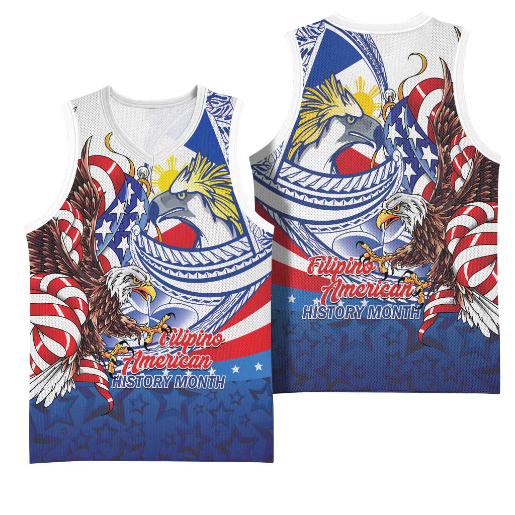 Filipino American History Month Basketball Jersey Philippines Agila USA Eagle Mix Flag LT14 - Polynesian Pride