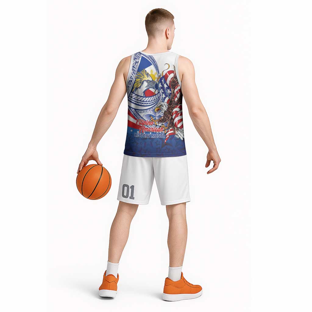 Filipino American History Month Basketball Jersey Philippines Agila USA Eagle Mix Flag LT14 - Polynesian Pride