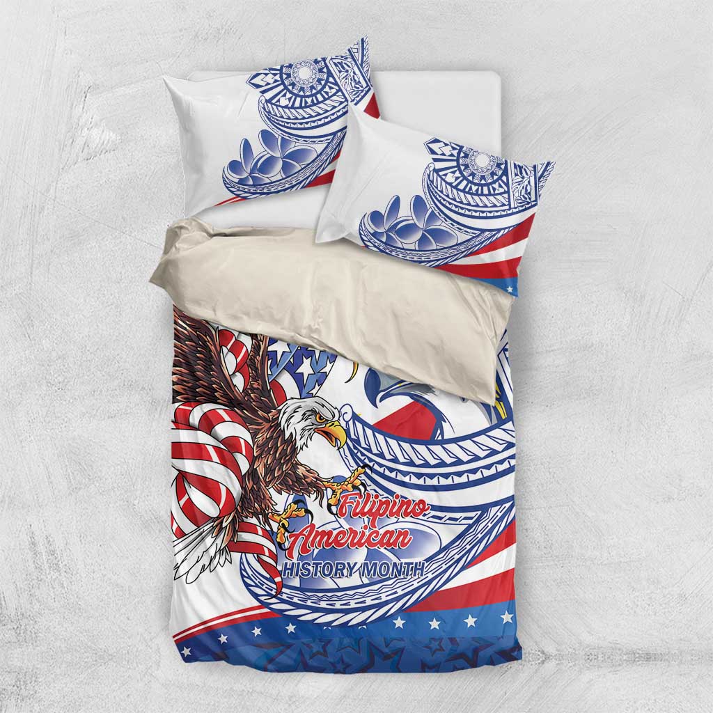 Filipino American History Month Bedding Set Philippines Agila USA Eagle Mix Flag LT14 US Twin 172cm x 218cm Blue - Polynesian Pride