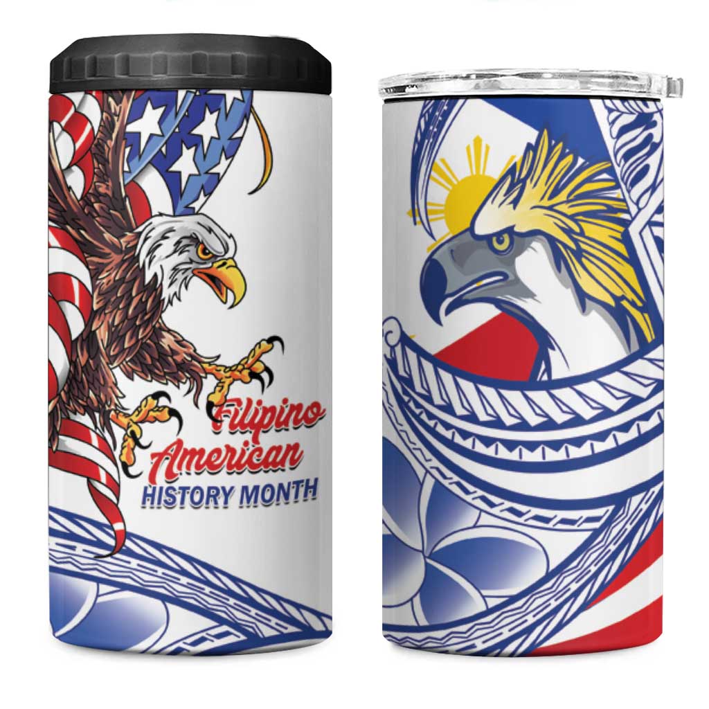 Filipino American History Month 4 in 1 Can Cooler Tumbler Philippines Agila USA Eagle Mix Flag LT14 One Size: 16 oz Blue - Polynesian Pride