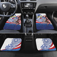 Filipino American History Month Car Mats Philippines Agila USA Eagle Mix Flag LT14 Set 4pcs Blue - Polynesian Pride