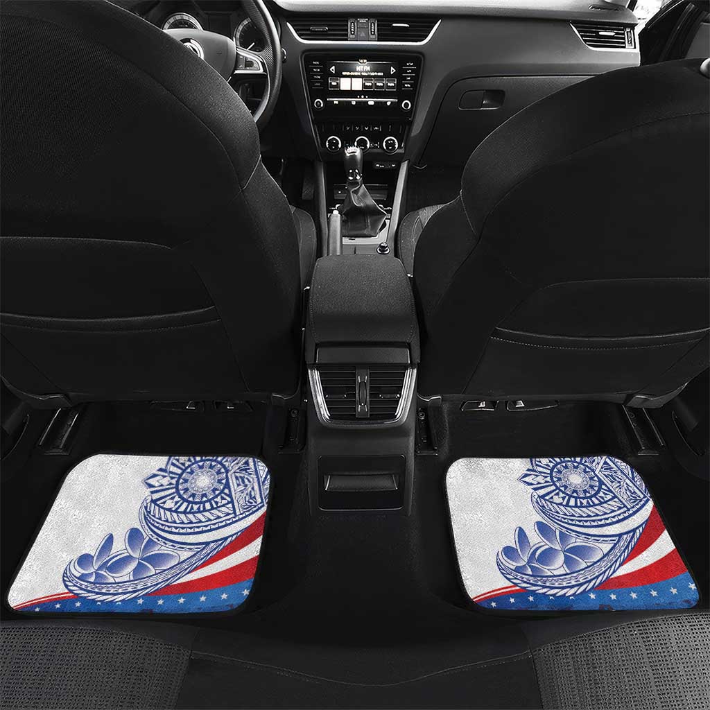 Filipino American History Month Car Mats Philippines Agila USA Eagle Mix Flag LT14 Set 2pcs - Back Blue - Polynesian Pride