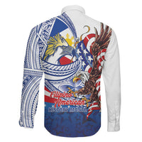Filipino American History Month Family Matching Off The Shoulder Long Sleeve Dress and Hawaiian Shirt Philippines Agila USA Eagle Mix Flag LT14 - Polynesian Pride