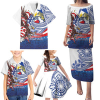 Filipino American History Month Family Matching Puletasi and Hawaiian Shirt Philippines Agila USA Eagle Mix Flag LT14 - Polynesian Pride