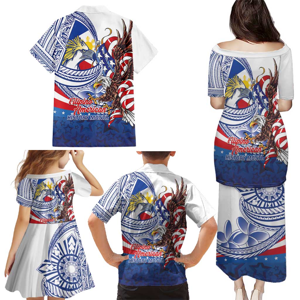 Filipino American History Month Family Matching Puletasi and Hawaiian Shirt Philippines Agila USA Eagle Mix Flag LT14 - Polynesian Pride