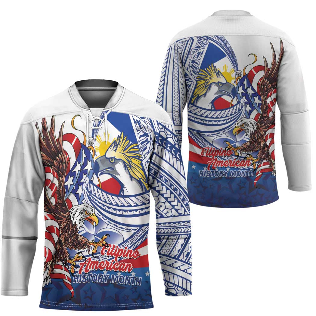 Filipino American History Month Hockey Jersey Philippines Agila USA Eagle Mix Flag LT14 - Polynesian Pride
