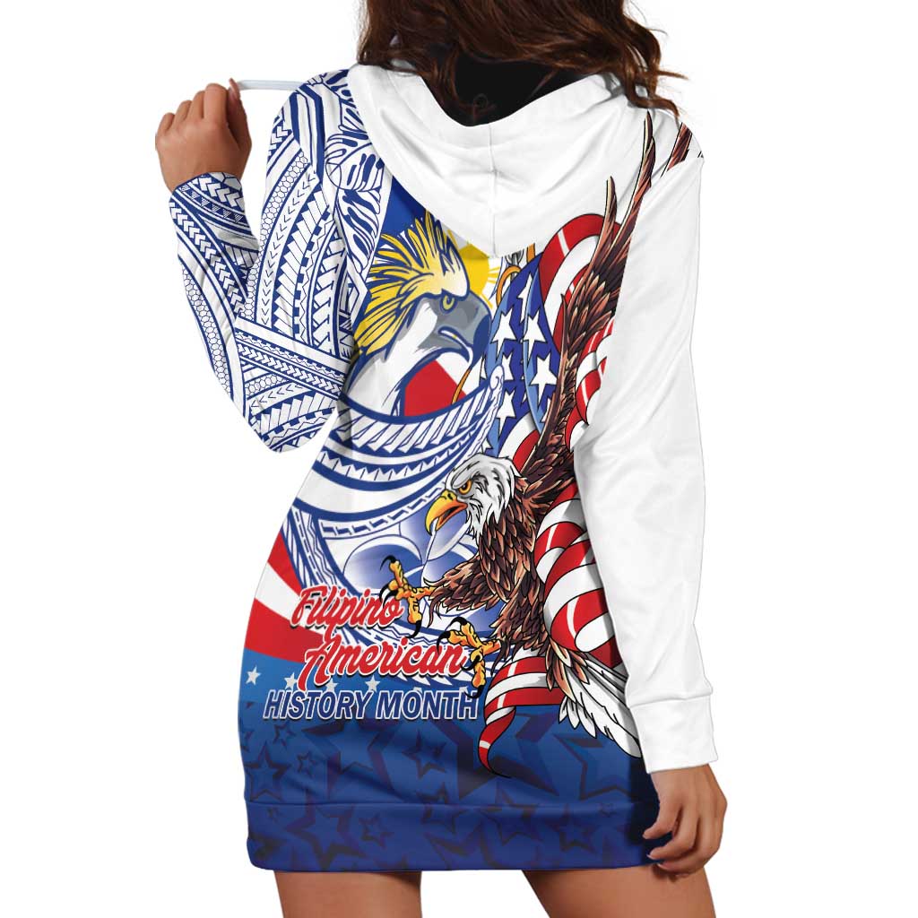 Filipino American History Month Hoodie Dress Philippines Agila USA Eagle Mix Flag LT14 - Polynesian Pride