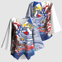 Filipino American History Month Kimono Sleeve Blouse Philippines Agila USA Eagle Mix Flag