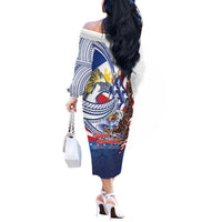 Filipino American History Month Off The Shoulder Long Sleeve Dress Philippines Agila USA Eagle Mix Flag LT14 - Polynesian Pride