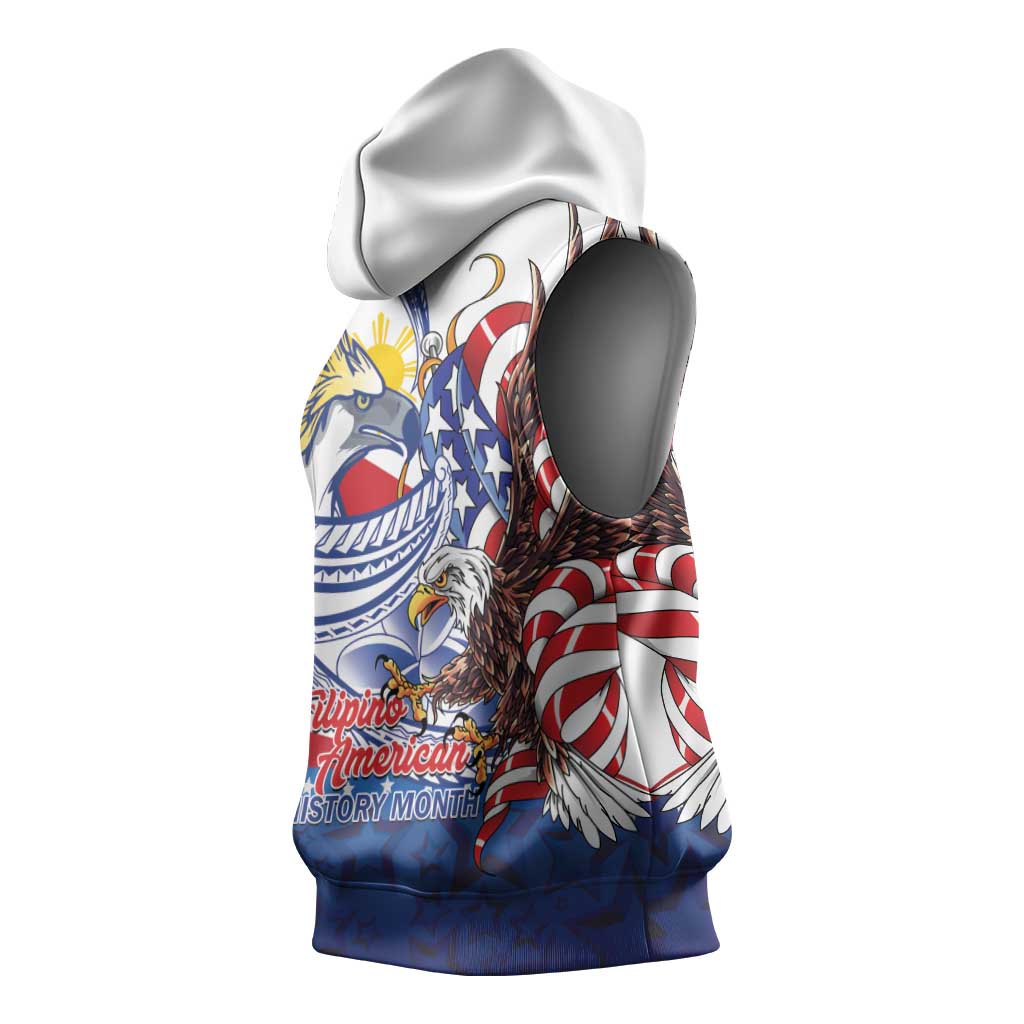 Filipino American History Month Sleeveless Hoodie Philippines Agila USA Eagle Mix Flag