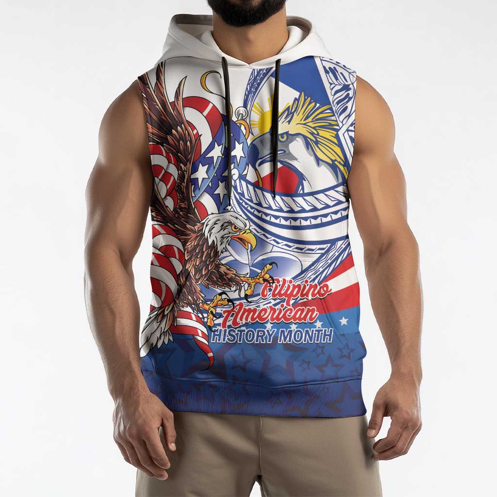 Filipino American History Month Sleeveless Hoodie Philippines Agila USA Eagle Mix Flag