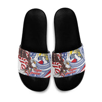 Filipino American History Month Slide Sandals Philippines Agila USA Eagle Mix Flag LT14 Blue - Polynesian Pride