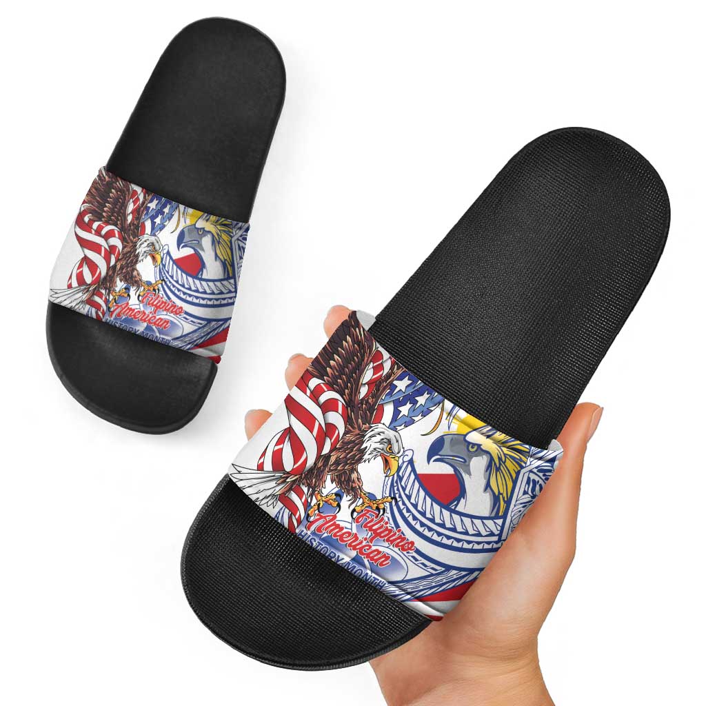 Filipino American History Month Slide Sandals Philippines Agila USA Eagle Mix Flag LT14 - Polynesian Pride