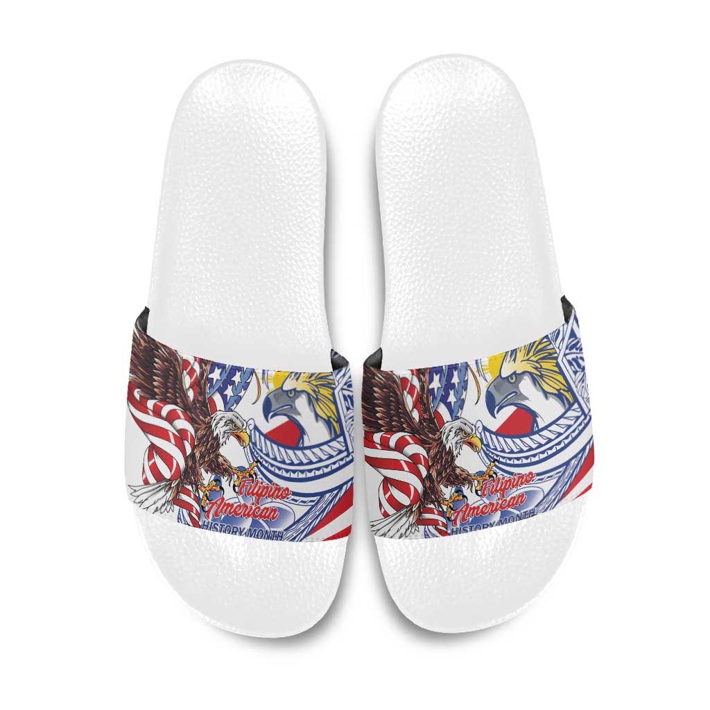 Filipino American History Month Slide Sandals Philippines Agila USA Eagle Mix Flag LT14 Blue - Polynesian Pride