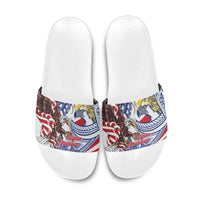 Filipino American History Month Slide Sandals Philippines Agila USA Eagle Mix Flag LT14 Blue - Polynesian Pride