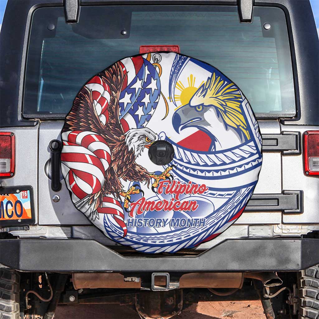 Filipino American History Month Spare Tire Cover Philippines Agila USA Eagle Mix Flag LT14 Blue - Polynesian Pride