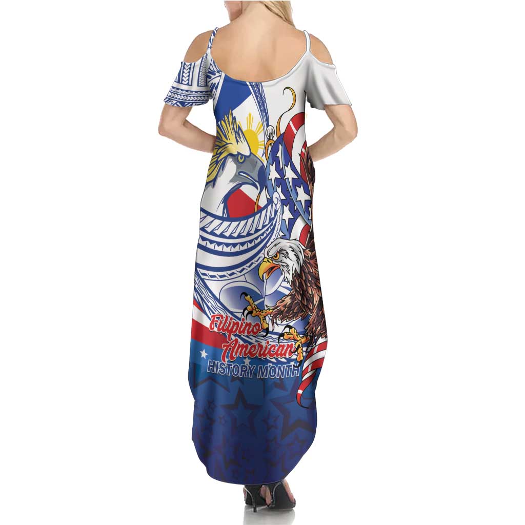 Filipino American History Month Summer Maxi Dress Philippines Agila USA Eagle Mix Flag LT14 - Polynesian Pride