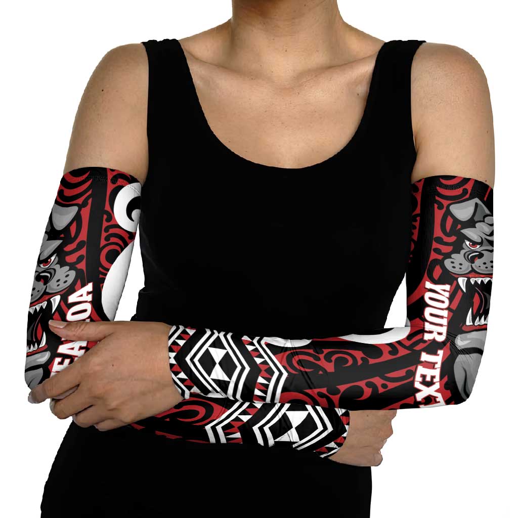 Personalised Aotearoa Bulldog Arm Sleeves New Zealand Maori Taniko Art - Polynesian Pride