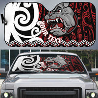 Personalised Aotearoa Bulldog Auto Sun Shade New Zealand Maori Taniko Art - Polynesian Pride