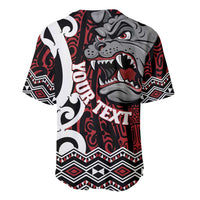 Personalised Aotearoa Bulldog Baseball Jersey New Zealand Maori Taniko Art