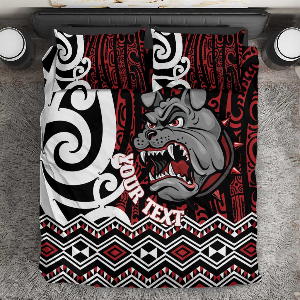 Personalised Aotearoa Bulldog Bedding Set New Zealand Maori Taniko Art
