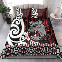 Personalised Aotearoa Bulldog Bedding Set New Zealand Maori Taniko Art