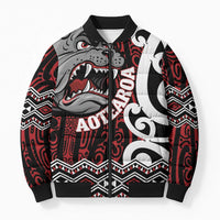 Personalised Aotearoa Bulldog Bomber Puffer Jacket New Zealand Maori Taniko Art - Polynesian Pride