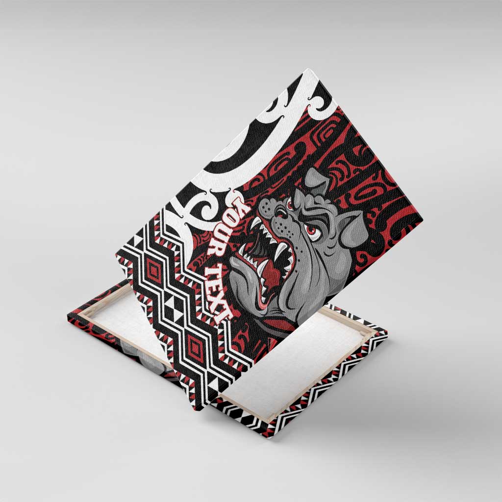 Personalised Aotearoa Bulldog Canvas Wall Art New Zealand Maori Taniko Art