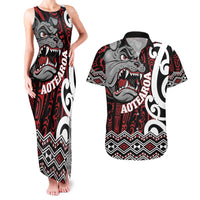 Personalised Aotearoa Bulldog Couples Matching Tank Maxi Dress and Hawaiian Shirt New Zealand Maori Taniko Art