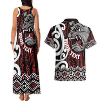 Personalised Aotearoa Bulldog Couples Matching Tank Maxi Dress and Hawaiian Shirt New Zealand Maori Taniko Art