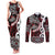 Personalised Aotearoa Bulldog Couples Matching Tank Maxi Dress and Long Sleeve Button Shirt New Zealand Maori Taniko Art